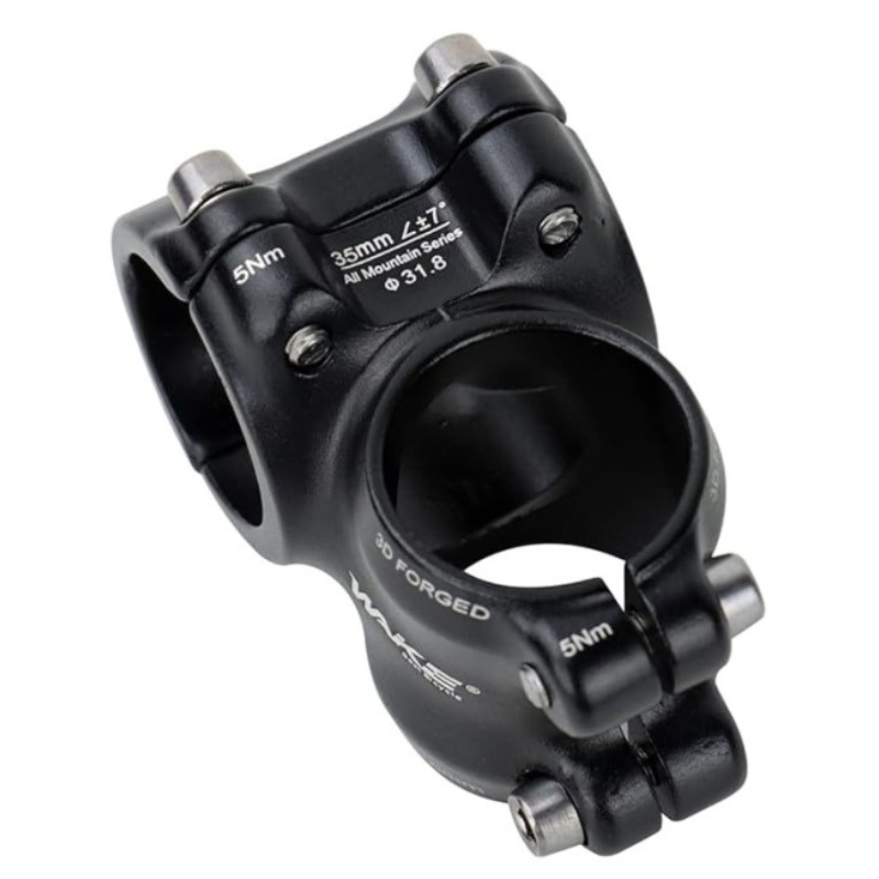 Wake 3D Forged Alloy Bicycle Stem 7 degree Black 35mm