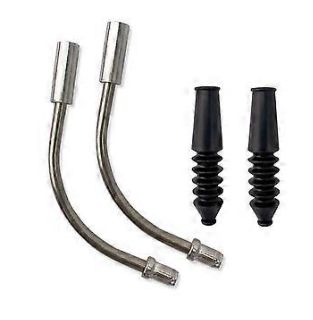 2pairs Bike Aluminum Alloy V-Shaped Brake Noodle Cable, Bicycle Brake Line Guide Pipe with Rubber Boot Covers, Mountain Road Bicycle