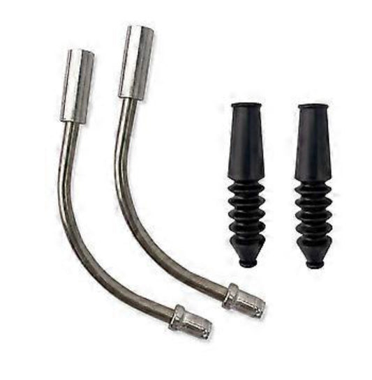 2pairs Bike Aluminum Alloy V-Shaped Brake Noodle Cable, Bicycle Brake Line Guide Pipe with Rubber Boot Covers, Mountain Road Bicycle