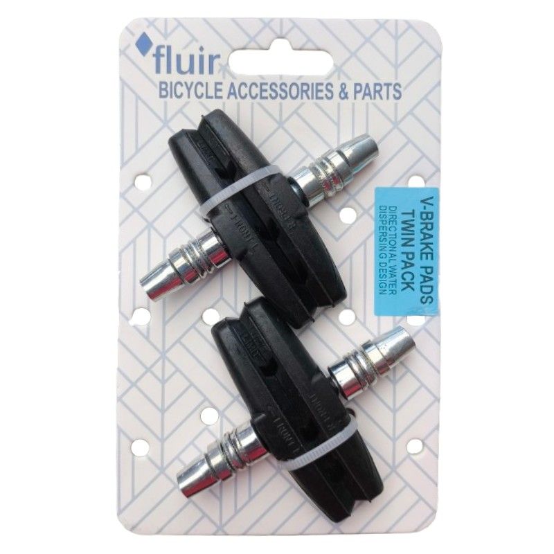 Fluir Bicycle V-Brake Pads Twin Pack Directional Water Dispersing