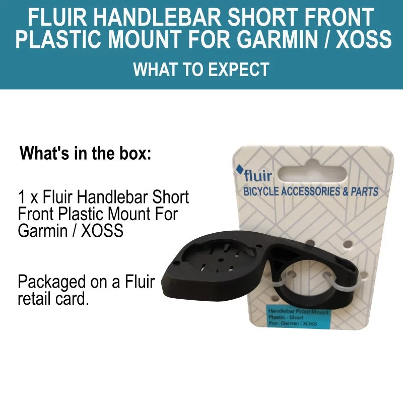 Fluir Handlebar Short Front Plastic Mount For Garmin / XOSS
