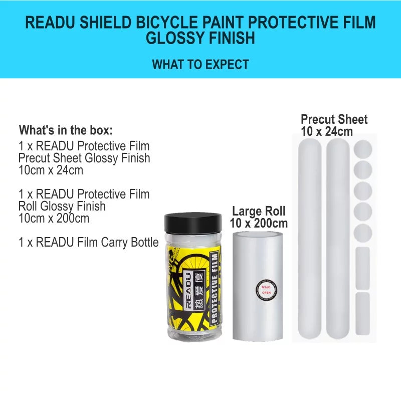 Readu Shield Transparent Bicycle Frame Protection Film Glossy Finish